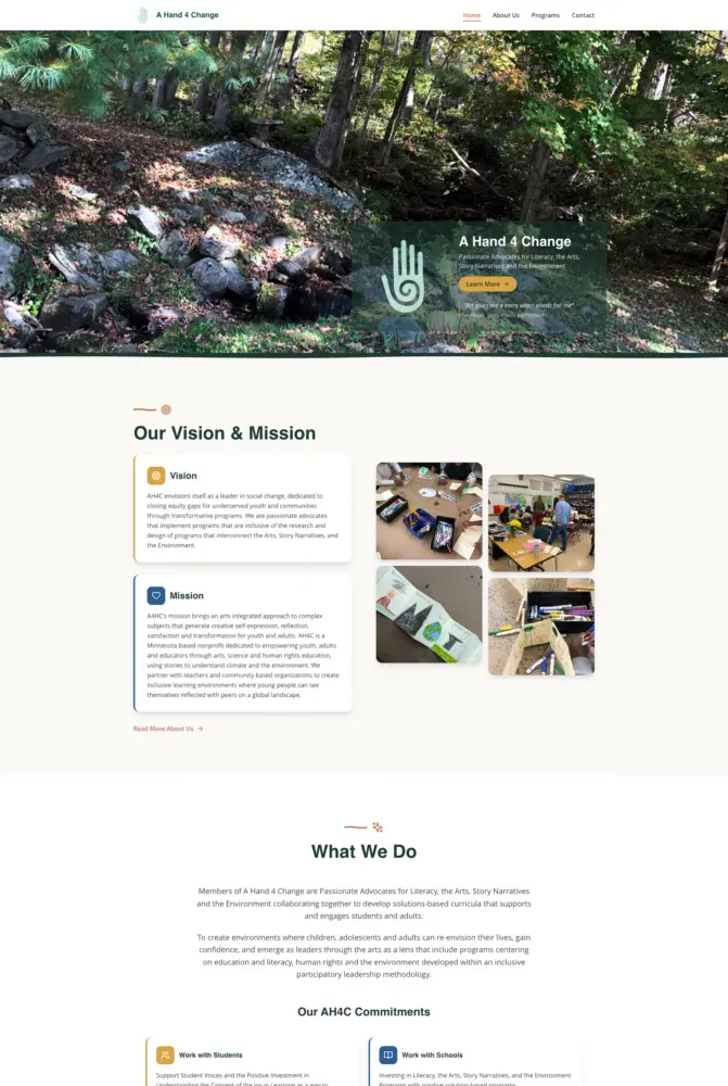 A Hand 4 Change homepage design