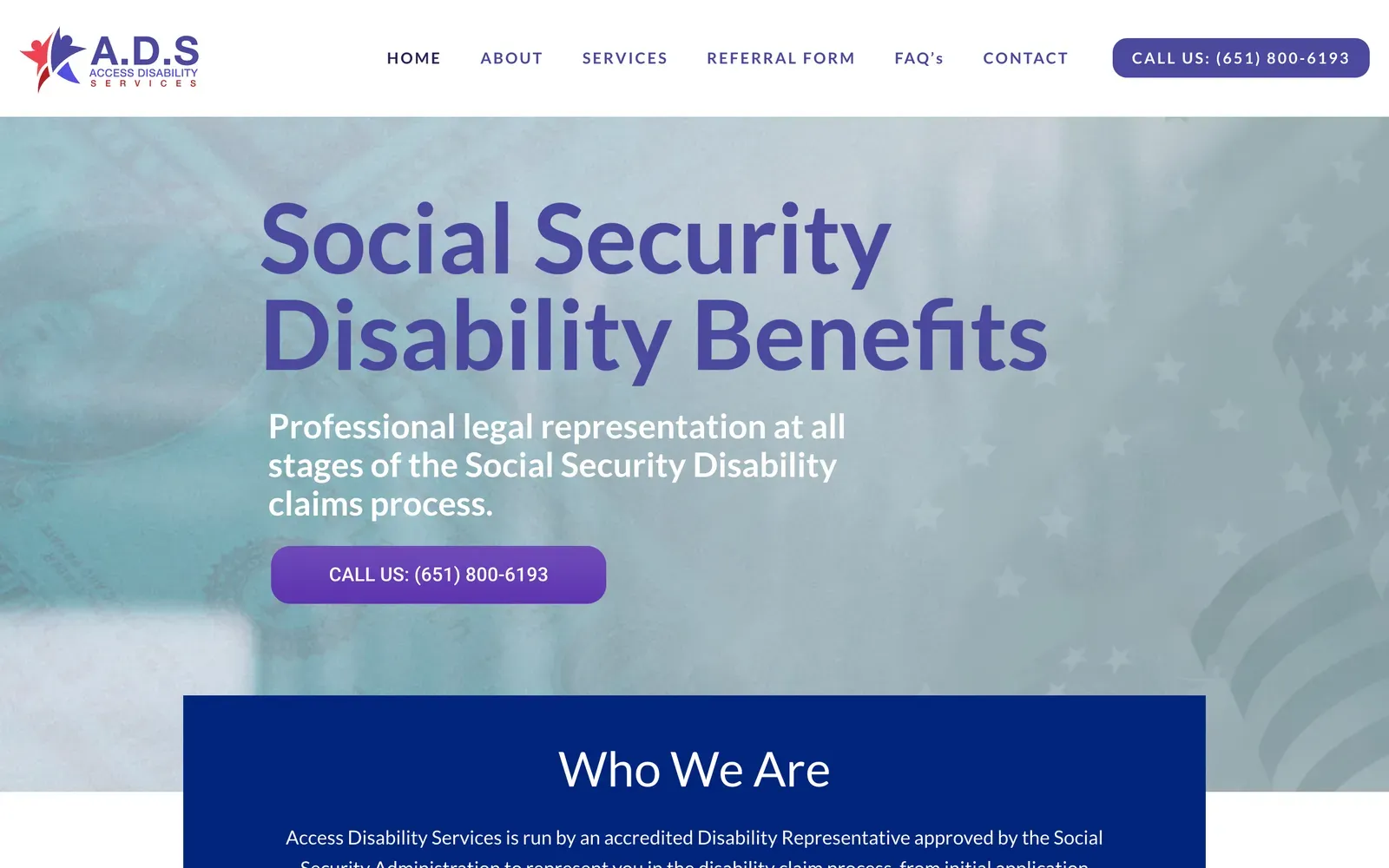 Access Disability Services homepage design