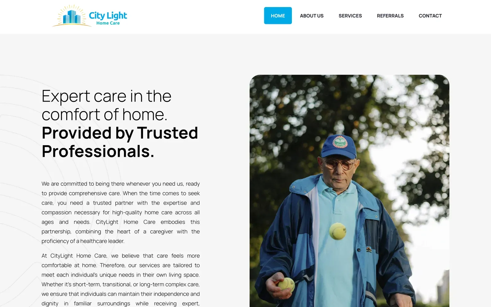 CityLight Home Care homepage design