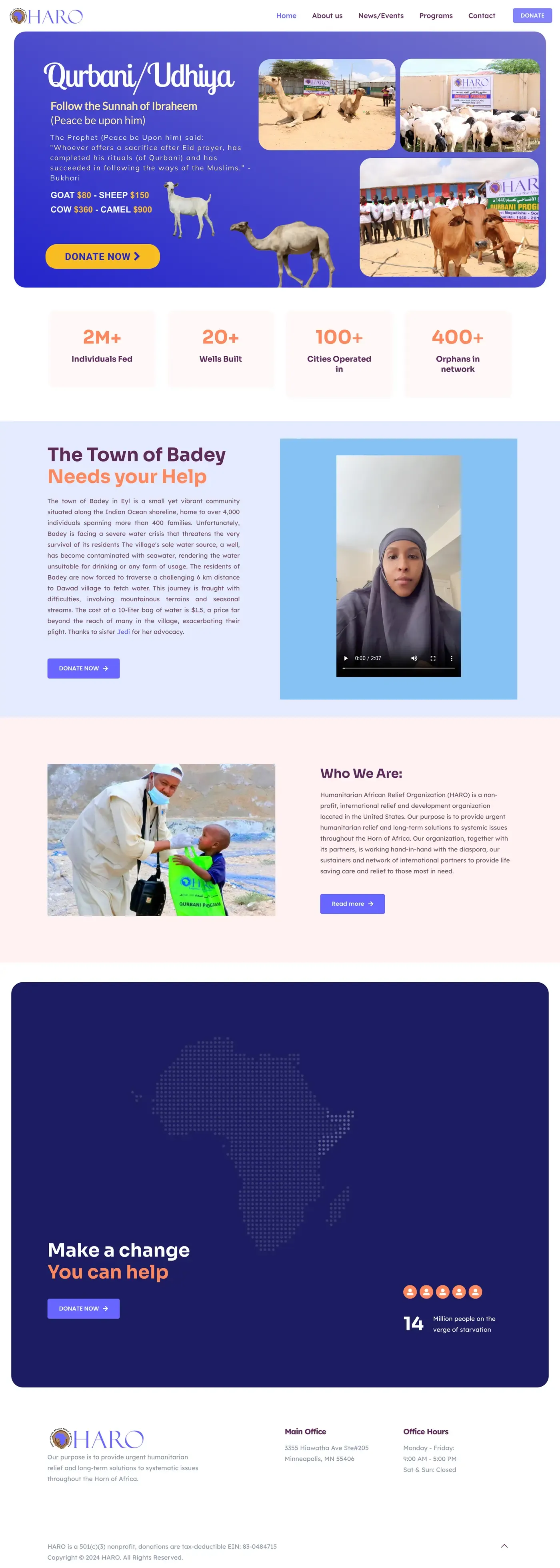Full-length screenshot of the HARO website